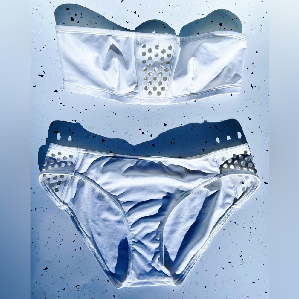 EUC Eres White Perforated Bandeau Bikini, Size 40 / US 8